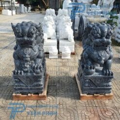 Tượng Kỳ Lân đá đen nguyên khối cao cấp