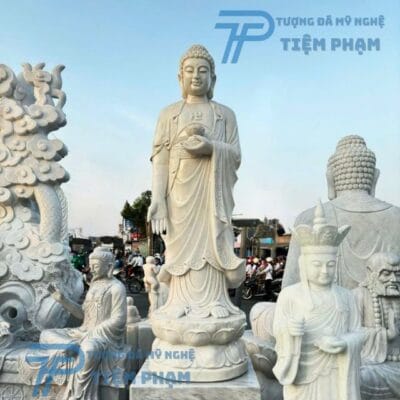 Tượng A Di Đà bằng đá cẩm thạch cao cấp tại Điêu Khắc Đá Mỹ Nghệ Non Nước Đà Nẵng, chất lượng cao. Liên hệ 0774444005 để được hỗ trợ.