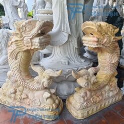 Đôi tượng Cá Chép Hóa Rồng bằng đá vàng