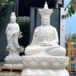 Tượng ngài Địa Tạng Vương Bồ Tát dáng ngồi bằng đá