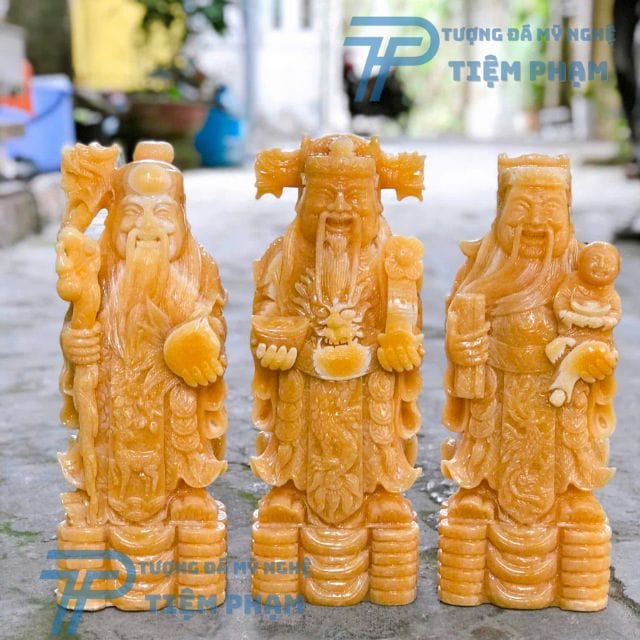 mẫu tượng Phúc Lộc Thọ đá phong thủy mini cao cấp
