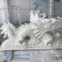 Tượng Rồng Đá Phong Thủy Cẩm Thạch Trắng