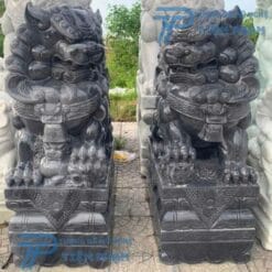 Tượng Kỳ Lân Đá Đen cẩm thạch tự nhiên, nguyên khối