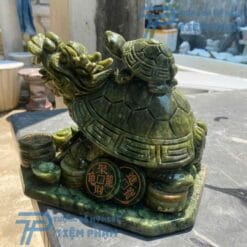 Tượng Long Quy đá Phong Thủy ngọc xanh Ấn Độ