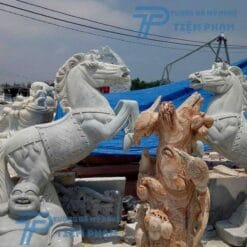 Cặp Đôi Tượng Ngựa Đá Chuẩn Phong Thủy Đặt Cổng
