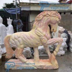 Tượng Ngựa đá Vàng cẩm thạch nguyên khối