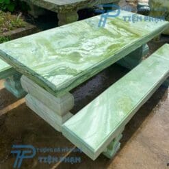 Bộ Bàn Ghế Đá Hình Chữ Nhật Nguyên Khối