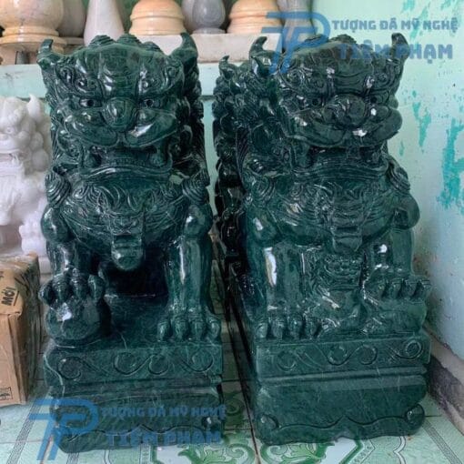 Cặp Tượng Kỳ Lân Đá Xanh Ấn Độ Cao 50cm