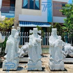 Giá tượng Phúc Lộc Thọ bằng đá tự nhiên tại xưởng