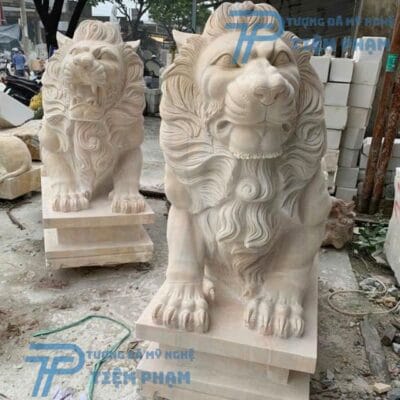 Tượng Sư Tử Đá Cẩm Thạch Dáng Nằm