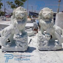 Sư Tử Đá Trắng Cao 1m