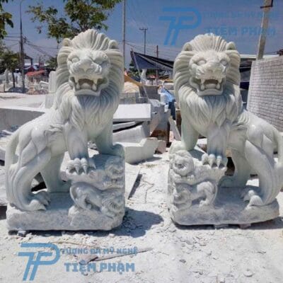 Sư Tử Đá Trắng Cao 1m