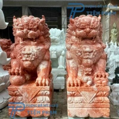 Tượng Kỳ Lân Đá Đỏ Cao 1m5