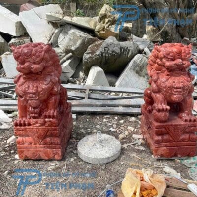 Tượng Kỳ Lân Đá Đỏ Cẩm Thạch