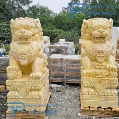 Tượng Kỳ Lân Đá Vàng Cao 1m2