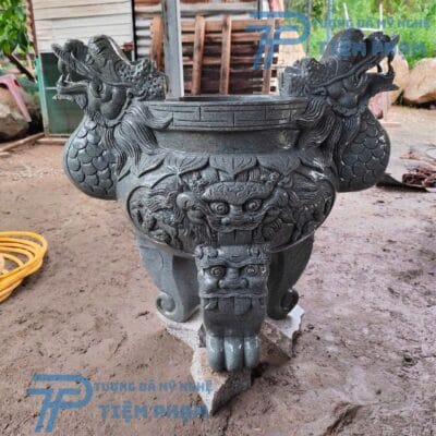 Lư hương đá Đen Cẩm Thạch