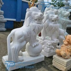 Tượng Sư Tử Đá Non Nước Trắng Tự Nhiên