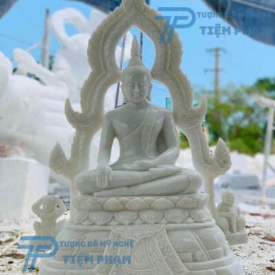 Tượng Phật Xiêm Thái Lan Đá Trắng