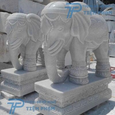 Tượng Voi Đá Trắng Tự Nhiên