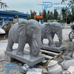 Tượng Voi Đá Trắng Xám Tự Nhiên