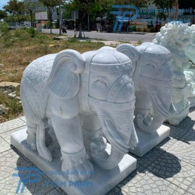 Tượng Voi Đặt Cổng Bằng Đá Cẩm Thạch
