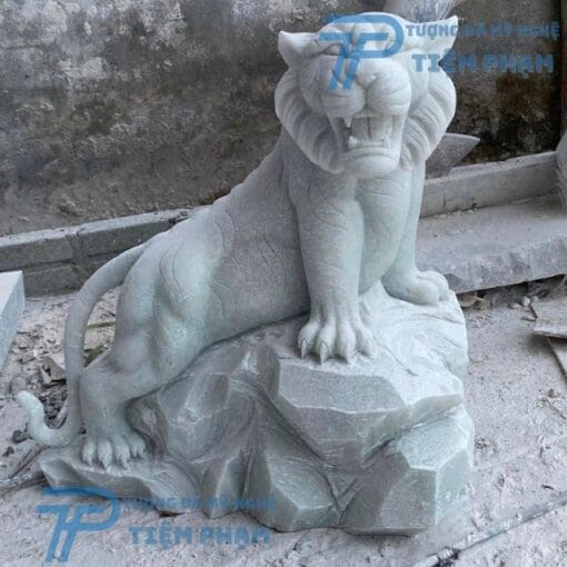Tượng Hổ đá trắng cẩm thạch tự nhiên