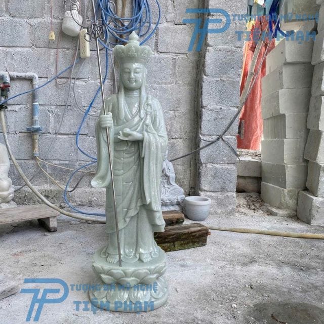 Nơi bán tượng phật Địa Tạng Vương bằng đá Yên Bái đẹp Tượng Địa Tạng Vương Bồ Tát bằng đá cẩm thạch tự nhiên