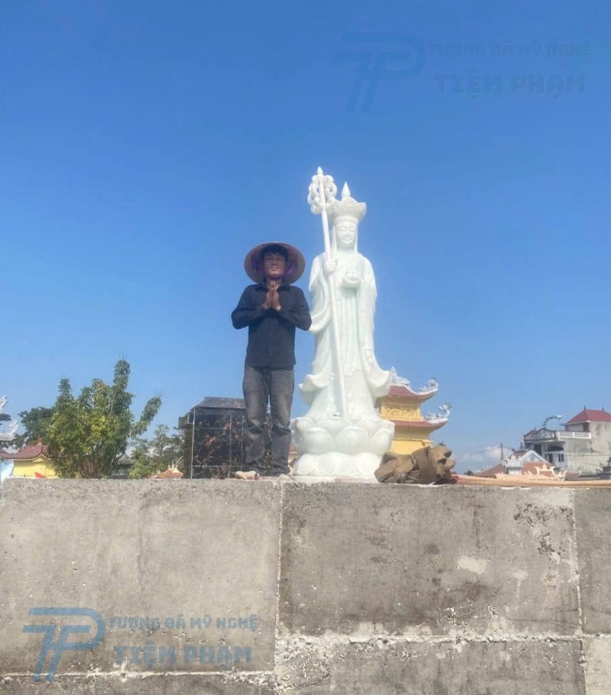 Hoàn thành tượng Địa Tạng Vương bằng đá cao 1m8 cho khách tại Đồng Nai hoàn thành an vị tượng Địa Tạng Vương bằng đá