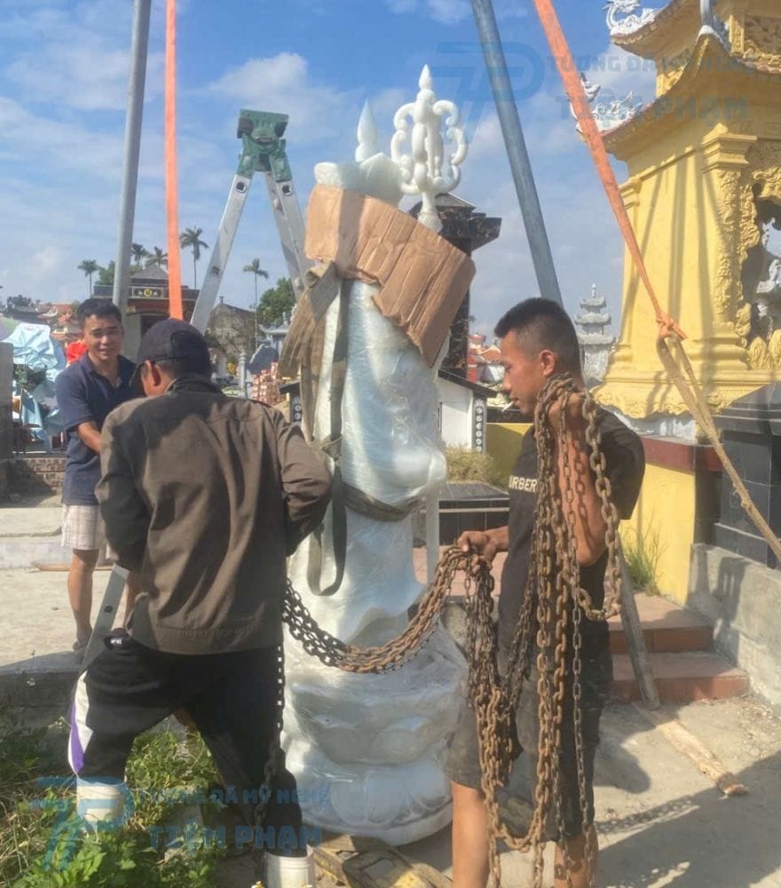 Hoàn thành tượng Địa Tạng Vương bằng đá cao 1m8 cho khách tại Đồng Nai Lắp đặt tượng Địa Tạng Vương bằng đá cho khách hàng tại Đồng Nai