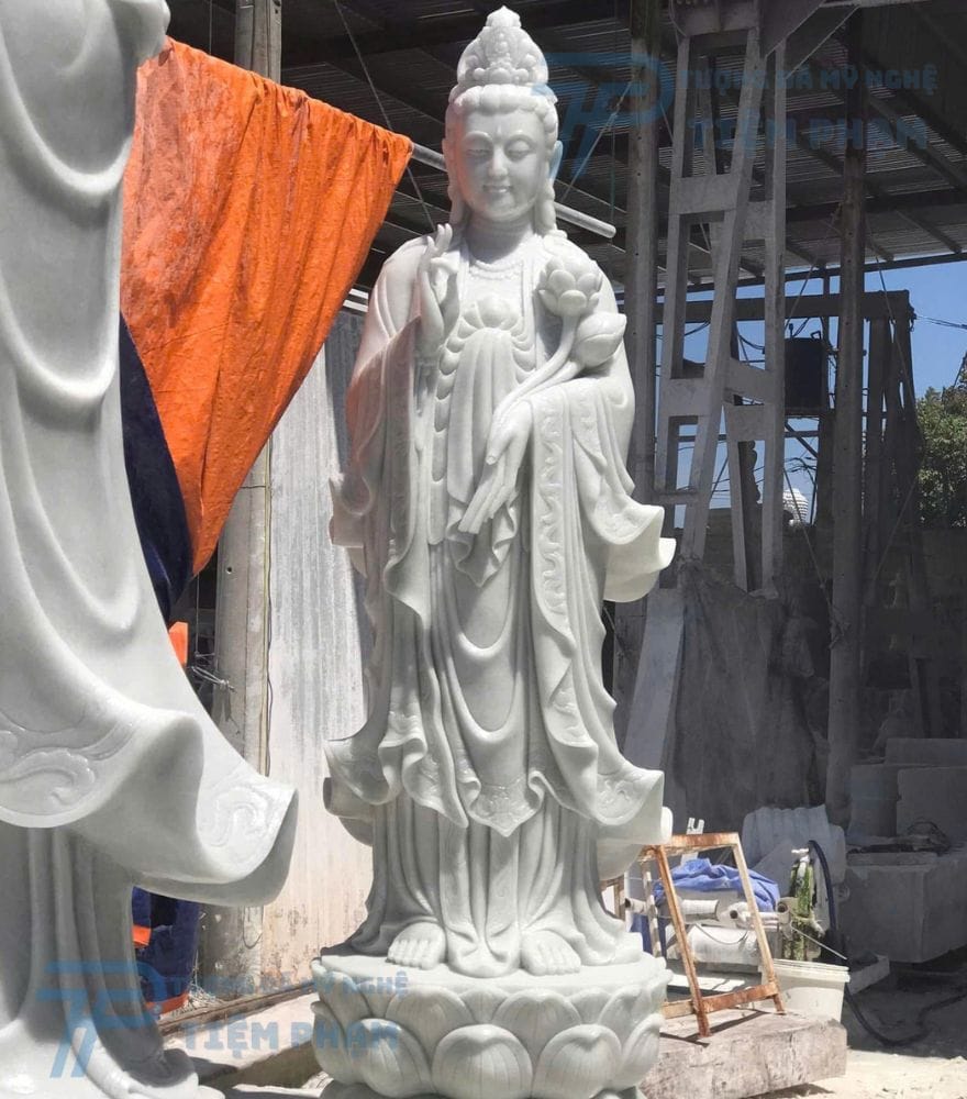 Điểm bán tượng Phật Quan Âm bằng đá tại TP HCM uy tín số 1 Tượng phật Quan Âm đá trắng tại HCM