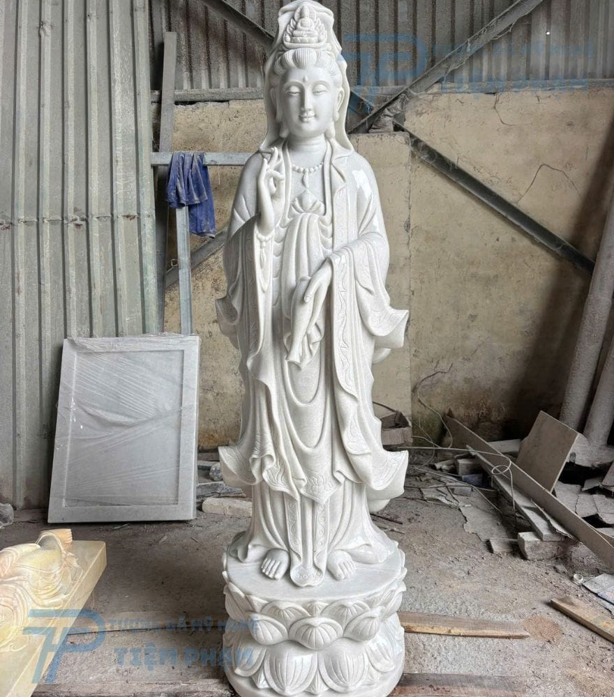 Điểm bán tượng Phật Quan Âm bằng đá tại TP HCM uy tín số 1 Tượng phật Quan Âm bằng đá dáng đứng tại HCM