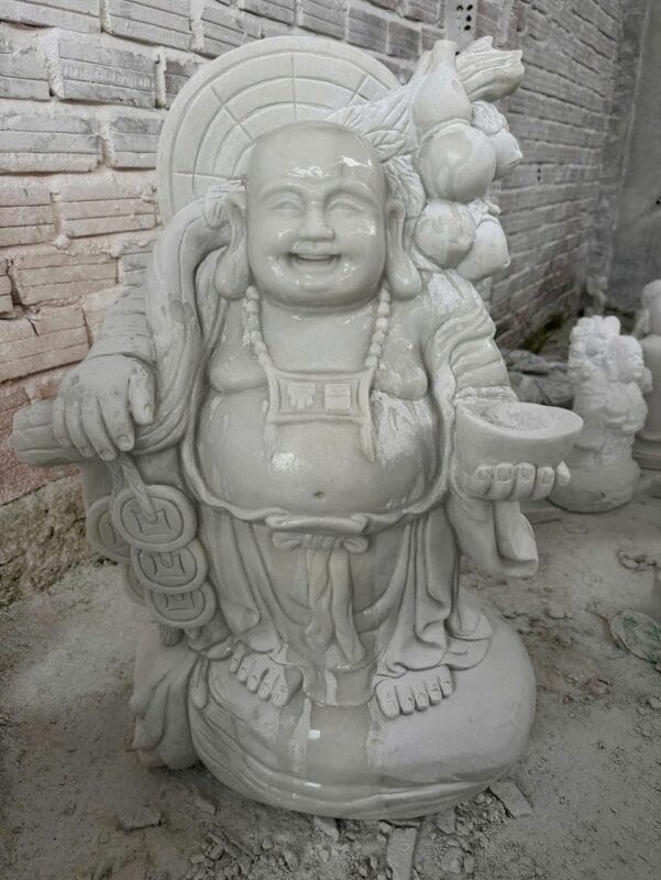 Tượng Di Lặc phong thủy bằng đá trắng cẩm thạch